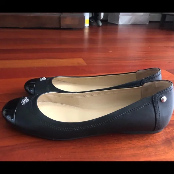 Coach Black Flats with Patent Toe - Picture 2 of 6